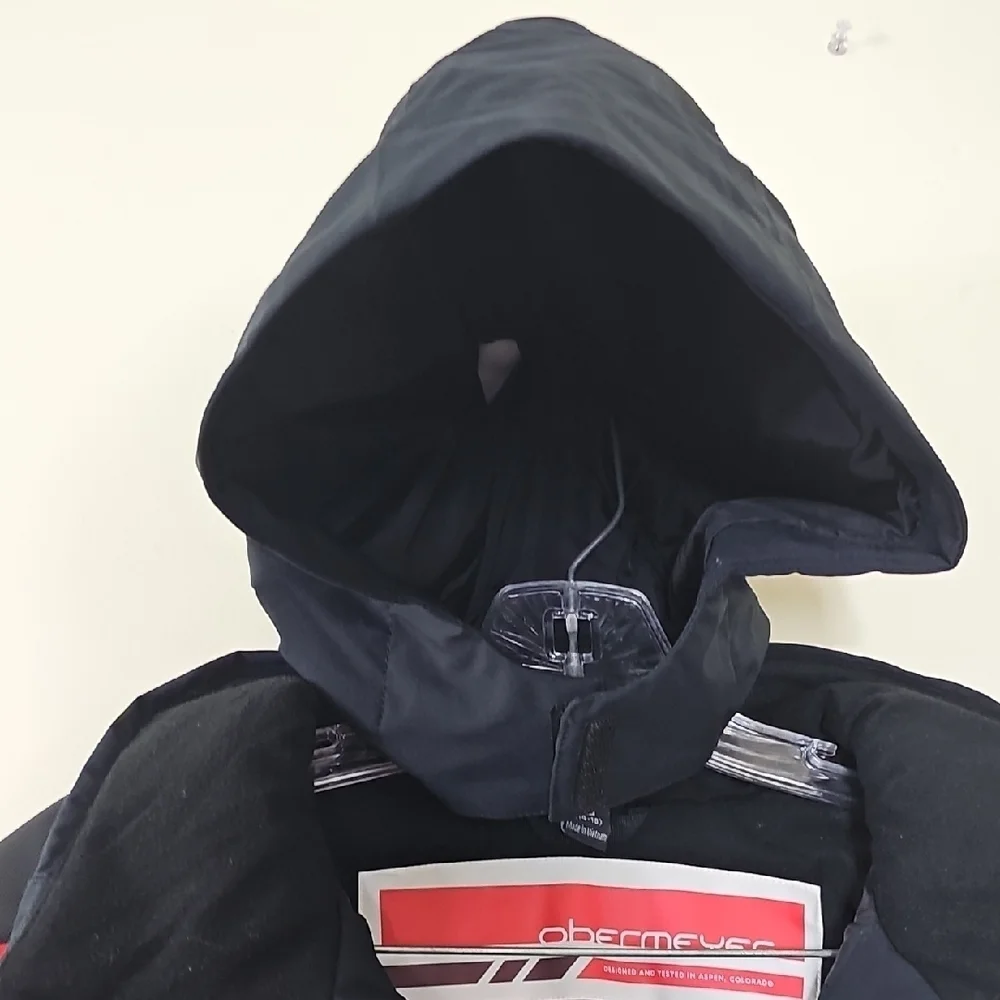Obermeyer Hooded Teen Boy's Black Jacket with Red Highlights Size L (14-16)